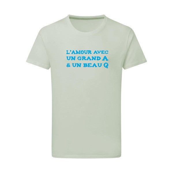 L'Amour avec un grand A et un beau Q ! - Flex bleu clair Tshirt original Pastel Macchiato  2XL