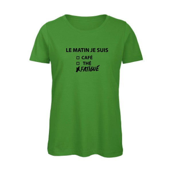 T shirt humour bio femme   femme bio|Le matin je suis... Noir 