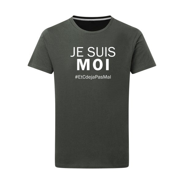 Je suis moi Blanc -Flex Blanc sur T-shirt SG  Charcoal  5XL