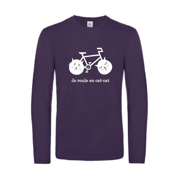 cat cat bike - t shirt- manches- longues- original- humour- Urban Purple impression Face