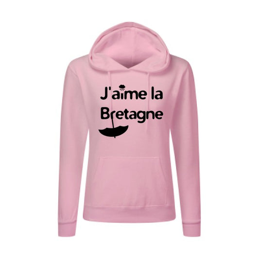 J'aime la Bretagne Noir |Sweat original à capuche Femme