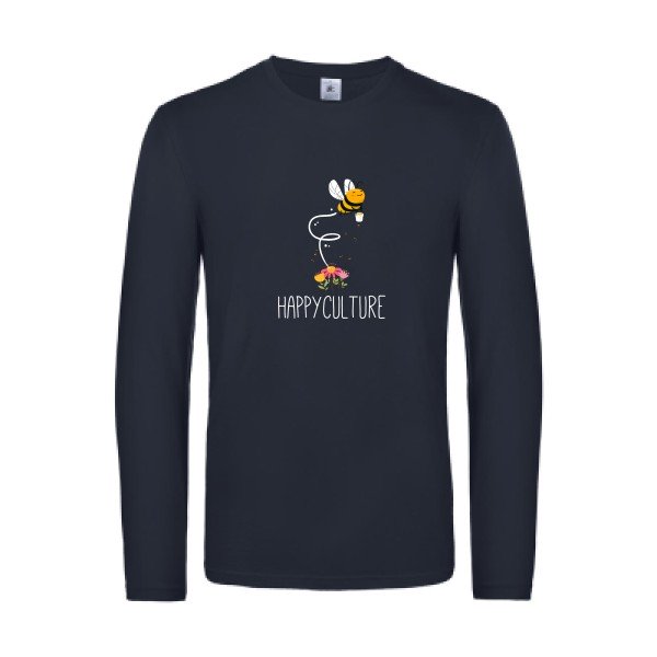 happy-t-shirt-manches-longues-original-humour -Navy
