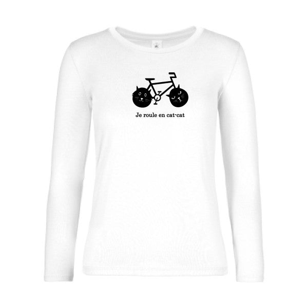 t-shirt lsl femme cat-cat-bike White flex Noir