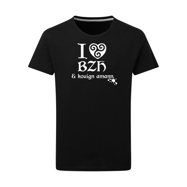 Love BZH & kouign Blanc -Flex Blanc sur T-shirt SG  Dark Black  4XL