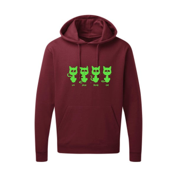 un deux trois cat Vert fluo |Sweat capuche imprimé homme