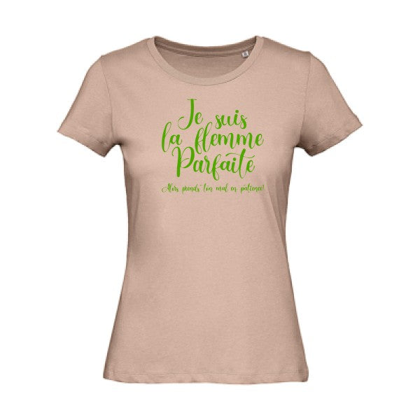 T shirt humour bio femme   femme bio|La flemme parfaite Vert pomme 