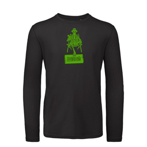 Y a-t-il une vie avant la mort ? Vert pomme |T shirt bio homme rigolo manches longues