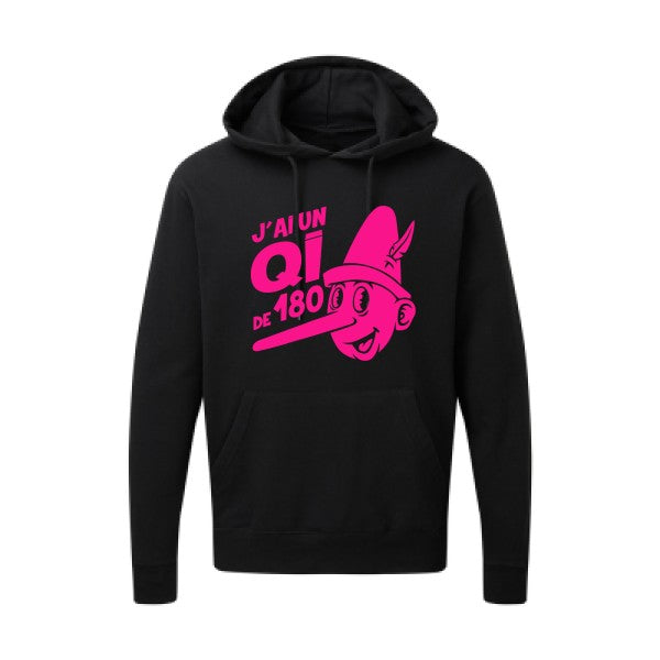 Quotient intellectuel |Sweat  capuche humoristique Rose fluo 