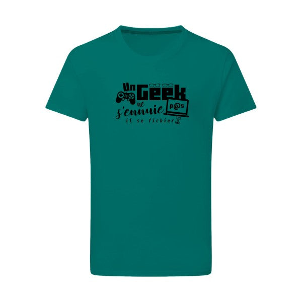 Un geek ne s'ennuie pas - Flex noir Tshirt original Emerald Green  2XL