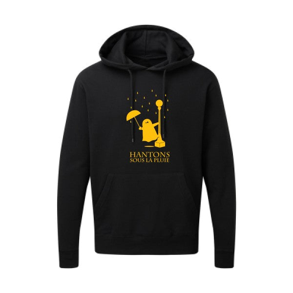 Hantons sous la pluie jaune Or |Sweat capuche imprimé homme