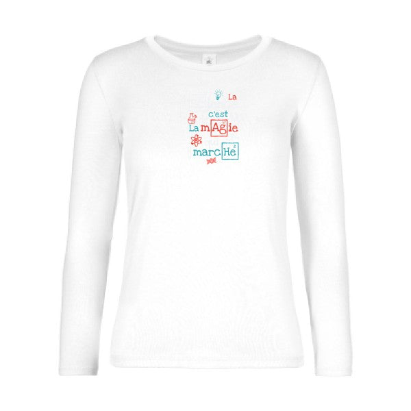 t-shirt lsl femme humour-et-Science-B&C-E190-LSL-women--T-shirt-femme-manches-longues White flex 