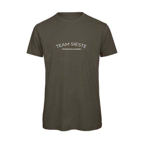 team-sieste-t-shirt  Khaki Green Flex Blanc