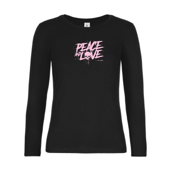 t-shirt lsl femme Peace-or-no-peace Black flex Rose