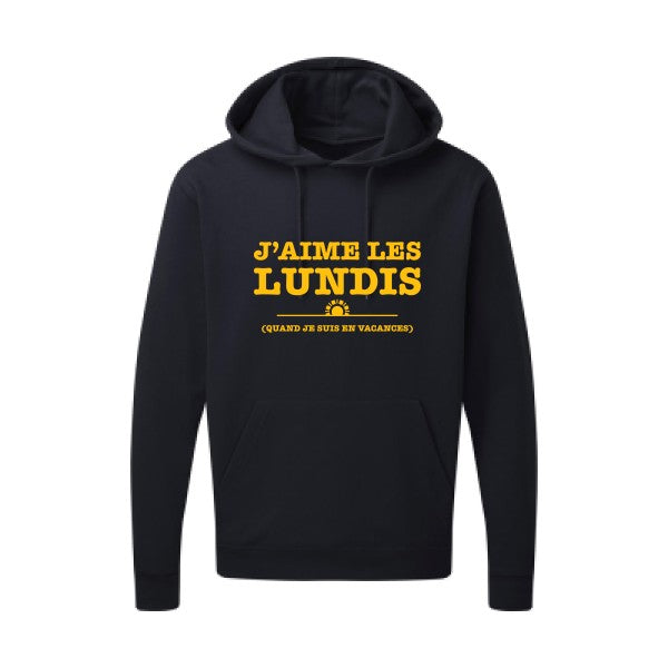 J'aime les lundis quand... jaune Or |Sweat capuche imprimé homme