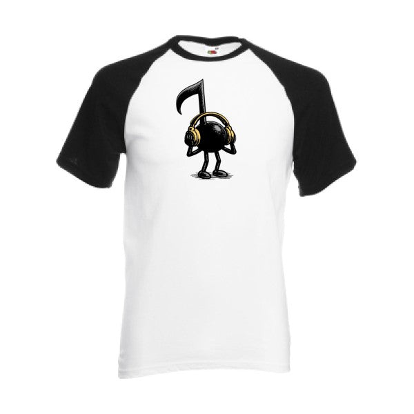 T-shirt fruit of the loom baseball  couleur White/Black