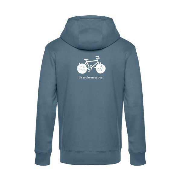 cat-cat-bike sweat shirt original nordic blue flex Blanc impression Dos
