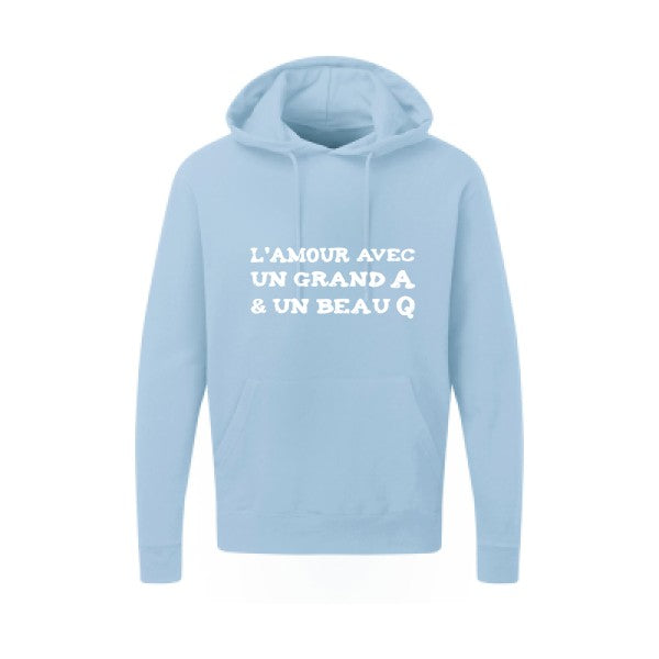 L'Amour avec un grand A et un beau Q |Sweat capuche imprimé|Blanc