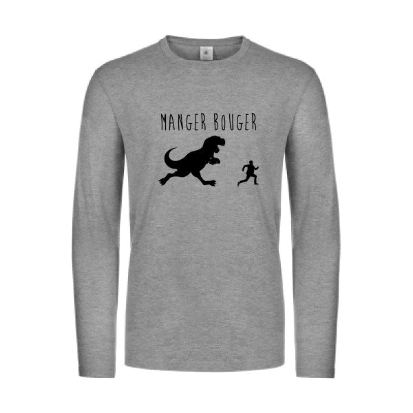 manger bouger - t shirt- manches- longues- original- humour- Sport Grey impression Face