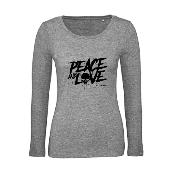 Peace or no peace Noir |   T shirt manches longues femme|100% bio