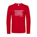 l -intelligence - t shirt- manches- longues- original- humour- Red impression Face
