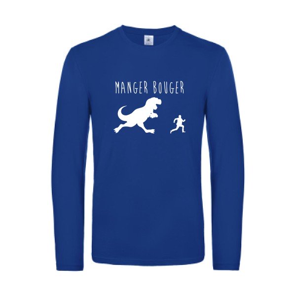 manger bouger - t shirt- manches- longues- original- humour- Royal Blue impression Face