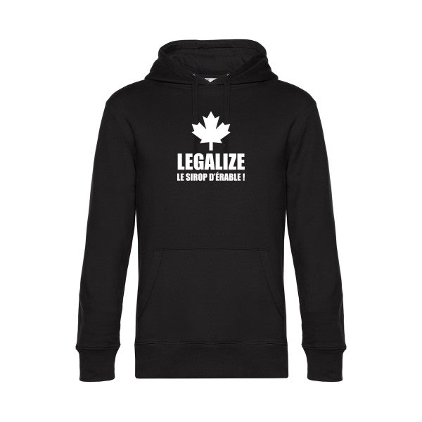 Legalize-le-sirop-d-erable sweat shirt original Black flex Blanc impression Face