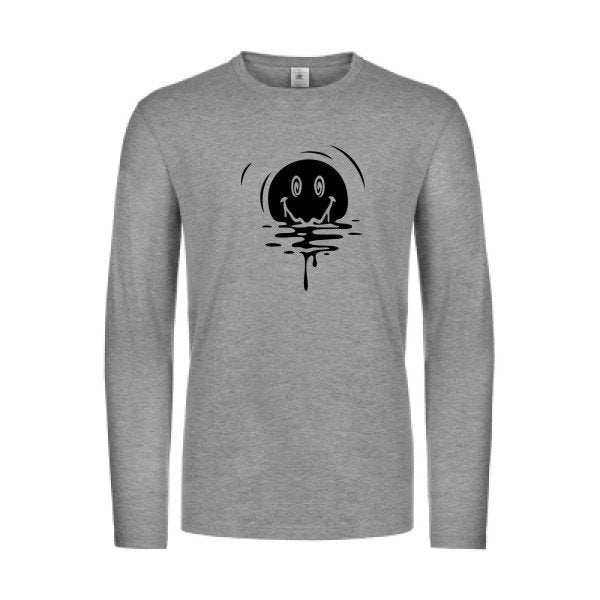sun smile - t shirt- manches- longues- original- humour- Sport Grey impression Face