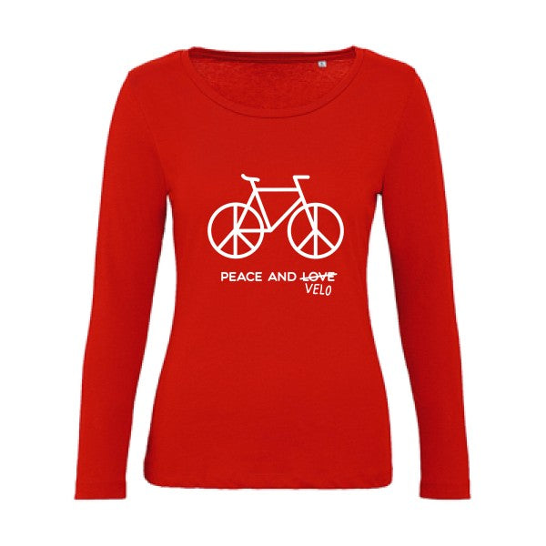 Peace and vÃ©lo Blanc |   T shirt manches longues femme|100% bio