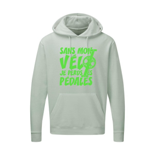 Sans mon vélo, je perds les pédales ! |Sweat  capuche humoristique Vert fluo 