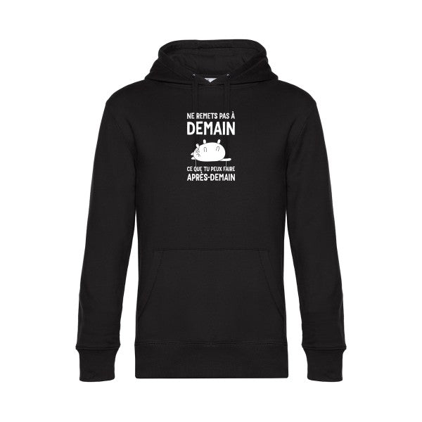 Ne-remets-pas-a-demain sweat shirt original Black flex Blanc impression Face