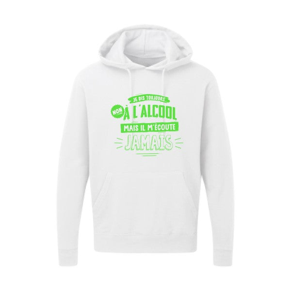 Non à l'alcool  |Sweat  capuche humoristique Vert fluo 