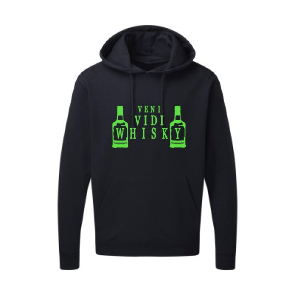 VENI VIDI WHISKY |Sweat  capuche humoristique Vert fluo 