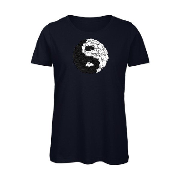 Mouton-Yin-Yang- - t-shirt original femme Navy