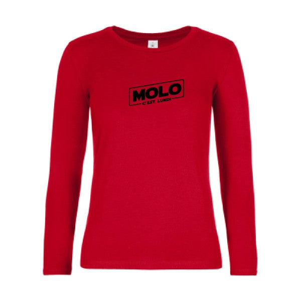 t-shirt lsl femme Molo-c-est-lundi Red flex Noir