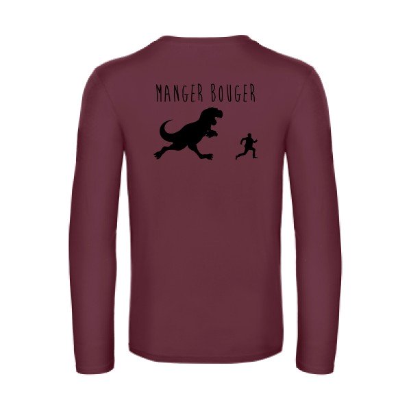 manger bouger - t shirt- manches- longues- original- humour- Burgundy impression Dos