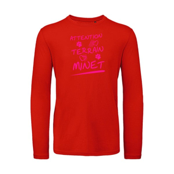 Attention Terrain Minet Rose Fluo |T-shirt bio manches longues