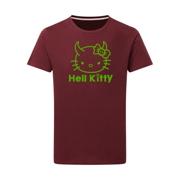 Hell Kitty vert pomme -Flex vert pomme sur T-shirt SG  Burgundy  2XL