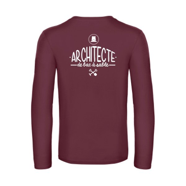 architecte de bac a sable - t shirt- manches- longues- original- humour- Burgundy impression Dos