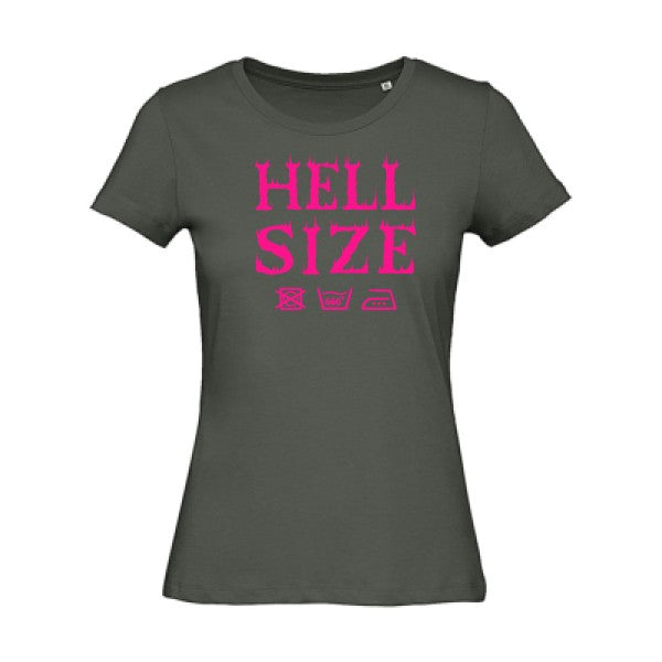 T shirt humour bio femme   femme bio|HELL SIZE ! Rose Fluo 