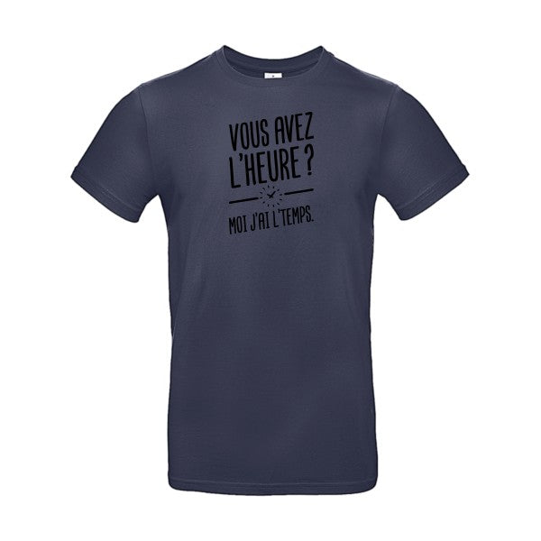 Vous avez l'heure? Moi j'ai l'temps. Flex noir |E190 T-shirt|Navy Blue||2XL