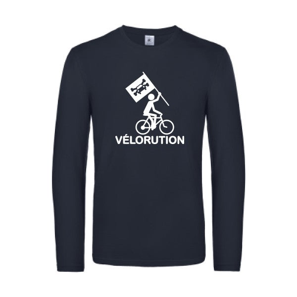 velorution - t shirt- manches- longues- original- humour- Navy impression Face