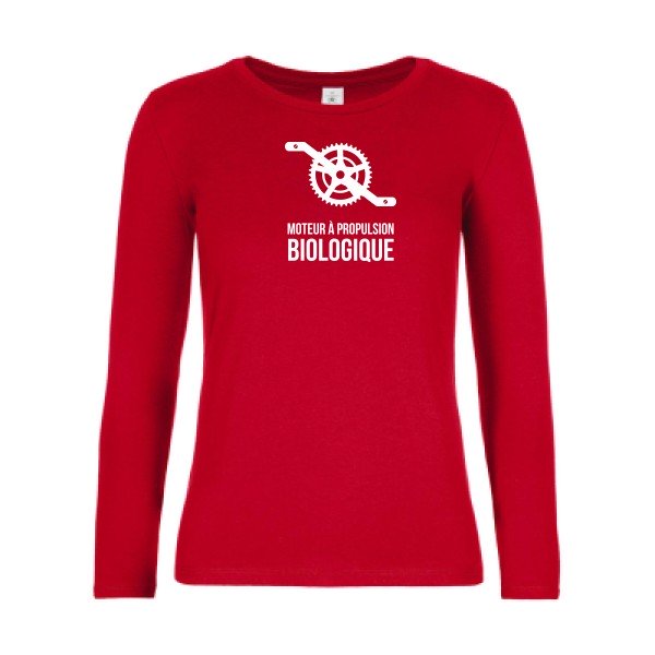 t-shirt lsl femme Cyclisme-&-ecologie Red flex blanc