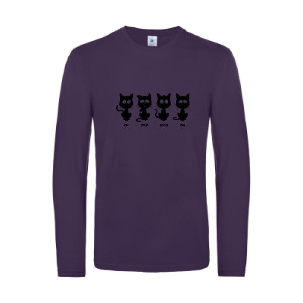 un deux trois cat - t shirt- manches- longues- original- humour- Urban Purple impression Face