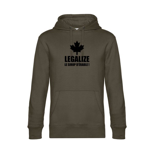 Legalize-le-sirop-d-erable sweat shirt original Khaki flex Noir impression Face