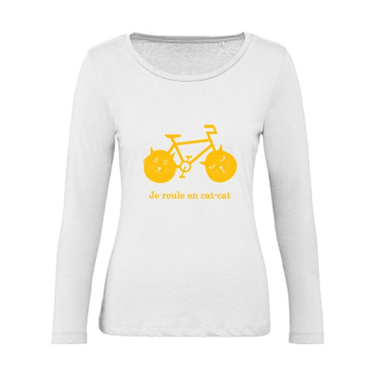 cat-cat bike jaune Or |   T shirt manches longues femme|100% bio