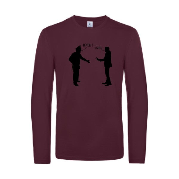 chifoumi - t shirt- manches- longues- original- humour- Burgundy impression Face