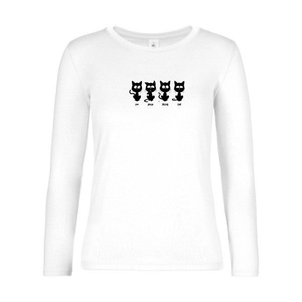 t-shirt lsl femme un-deux-trois-cat White flex Noir