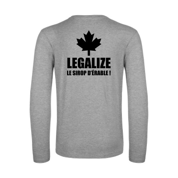 legalize le sirop d erable - t shirt- manches- longues- original- humour- Sport Grey impression Dos