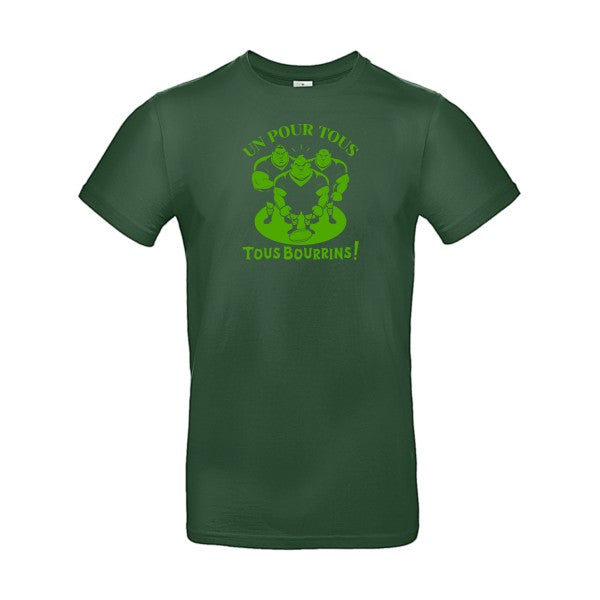 Un pour tous, Tous bourrins ! flex Vert pomme B&C - E190 T-shirt|Bottle Green||2XL