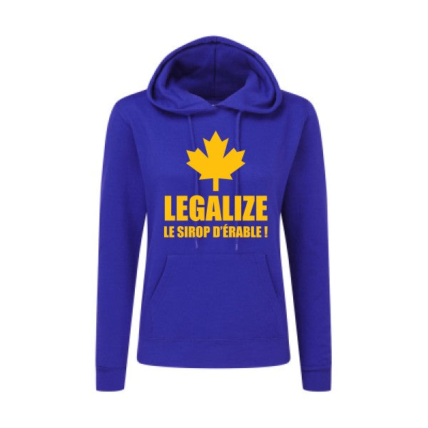 Legalize le sirop d'érable jaune Or |Sweat original à capuche Femme